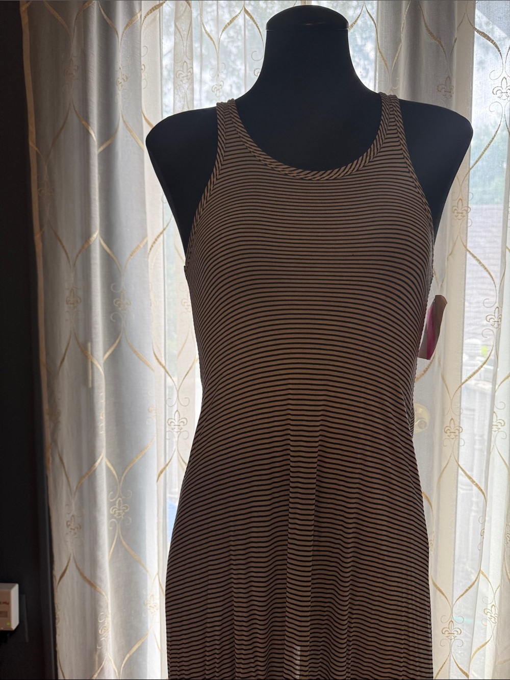 Go Couture Black and White Striped Sleeveless Maxi Dress